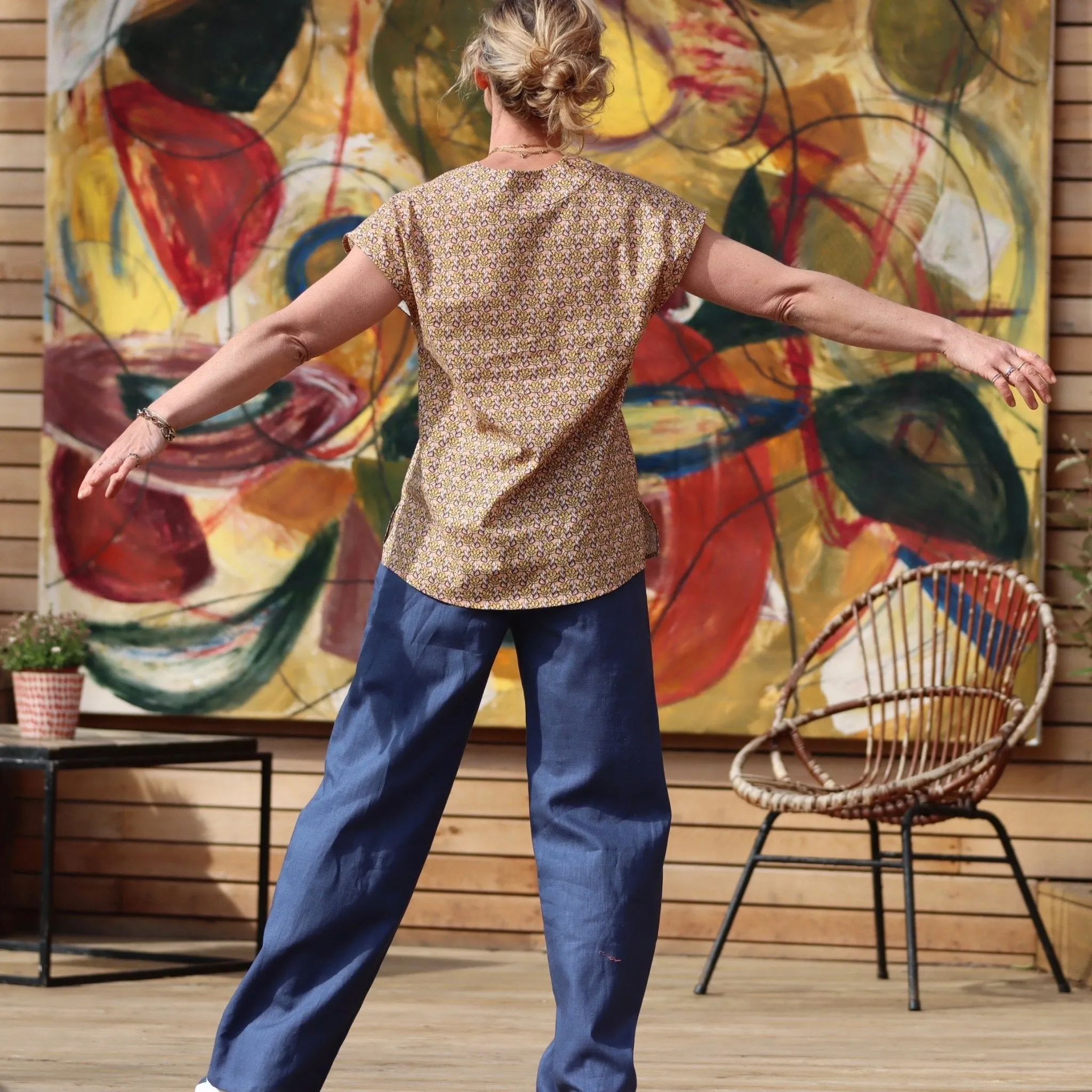 IMPARFAIT 150 - dernière pièce Blouse Savine fleuri ocré