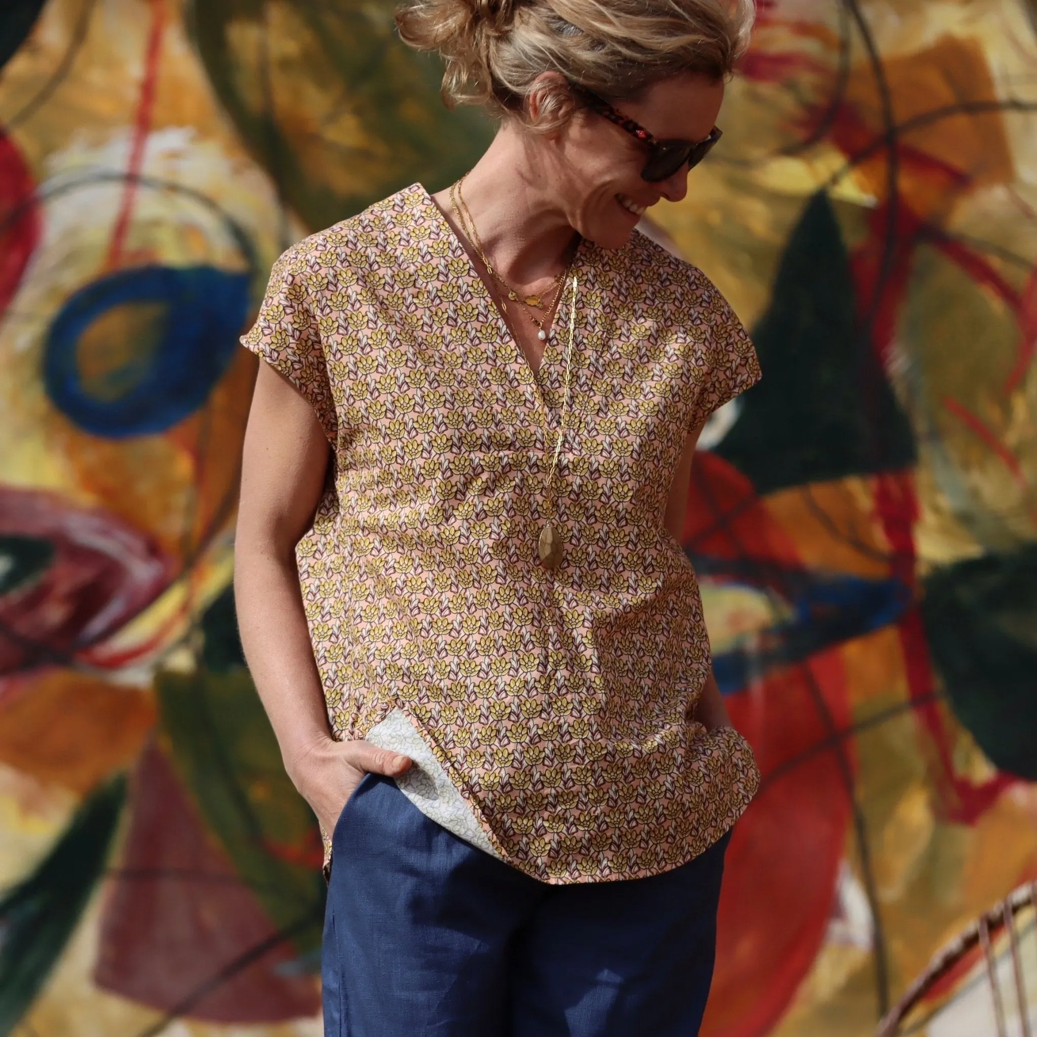 IMPARFAIT 150 - dernière pièce Blouse Savine fleuri ocré