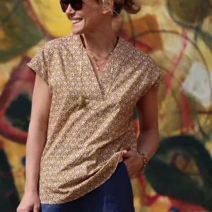 IMPARFAIT 150 - dernière pièce Blouse Savine fleuri ocré