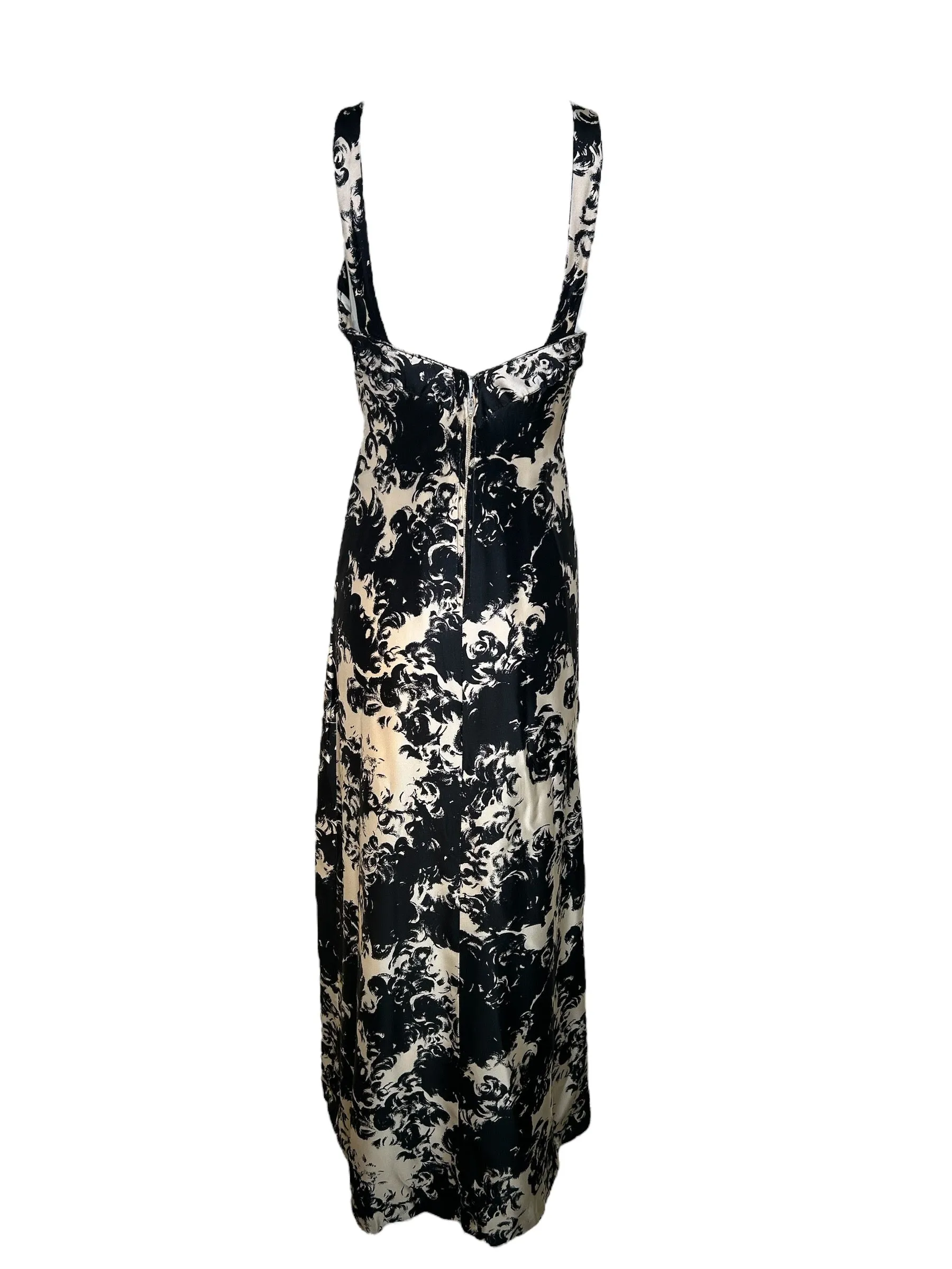 Incredible Sophie of Saks 60s Abstract Black & White Gown with Ostrich Feather Stole