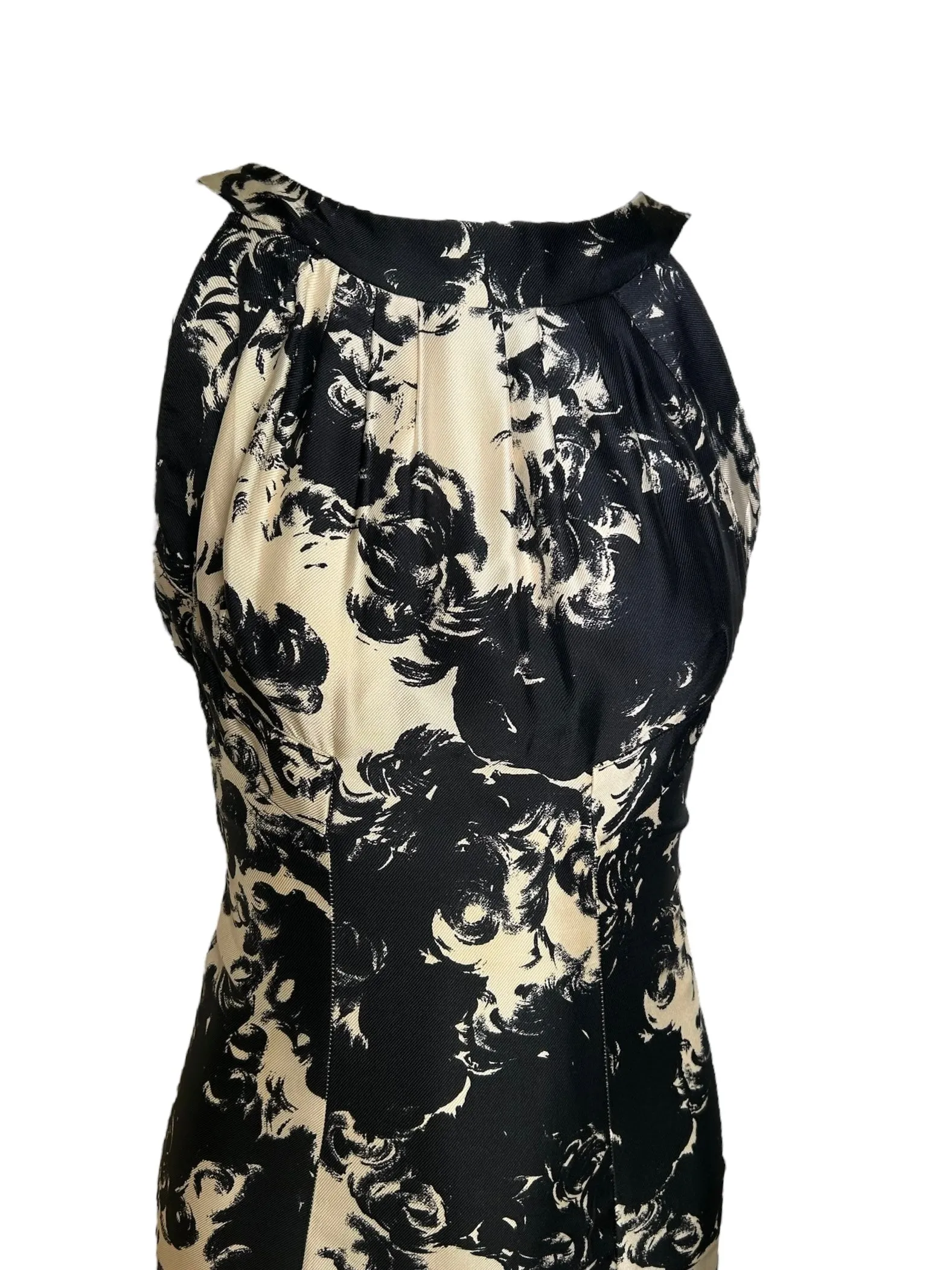 Incredible Sophie of Saks 60s Abstract Black & White Gown with Ostrich Feather Stole