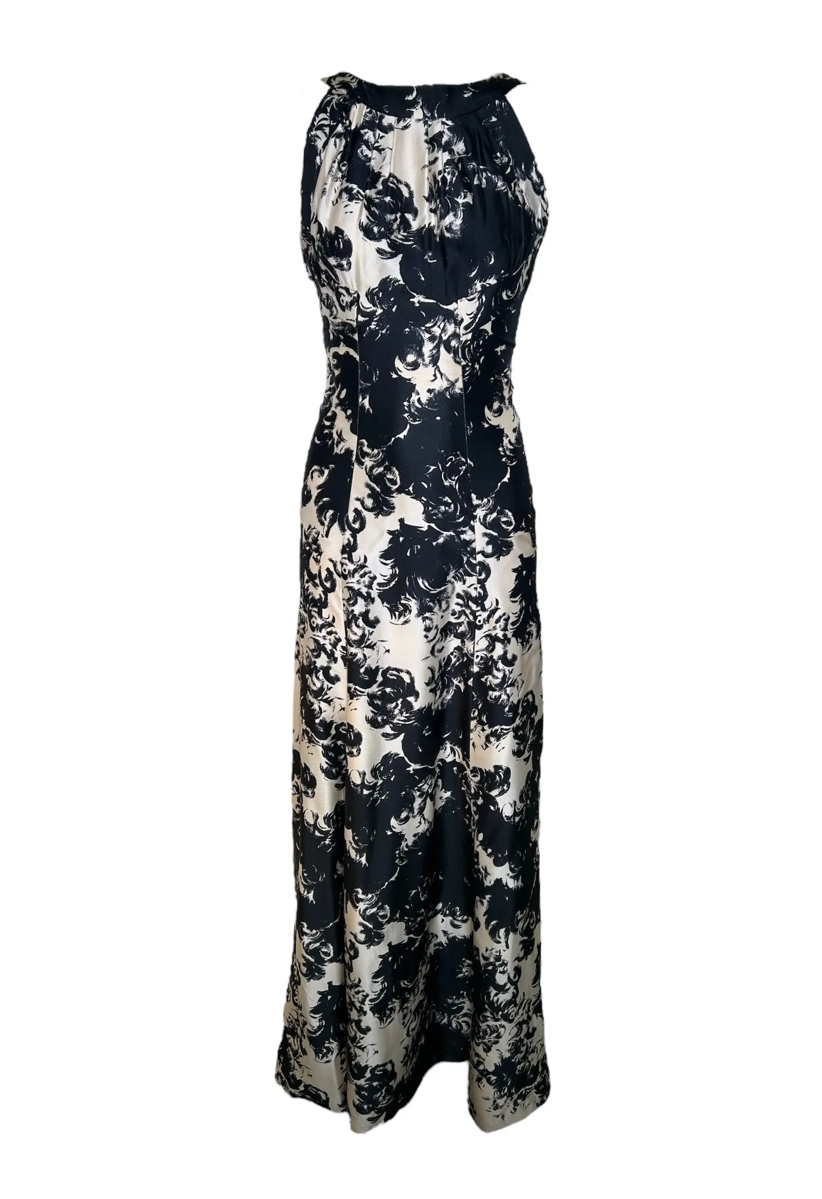 Incredible Sophie of Saks 60s Abstract Black & White Gown with Ostrich Feather Stole
