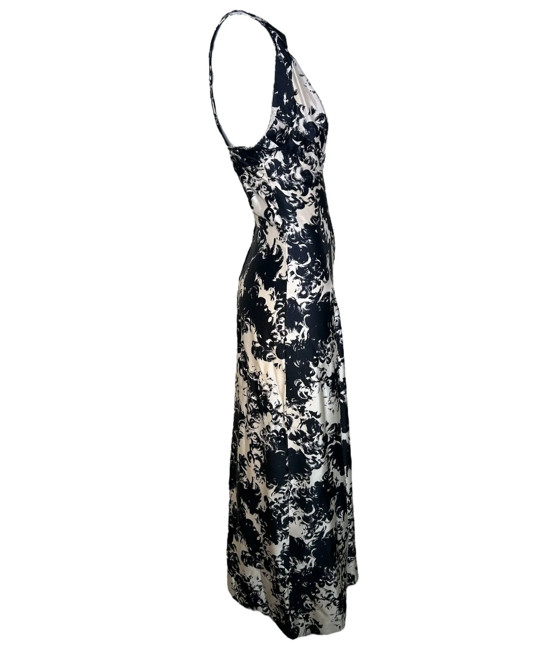 Incredible Sophie of Saks 60s Abstract Black & White Gown with Ostrich Feather Stole