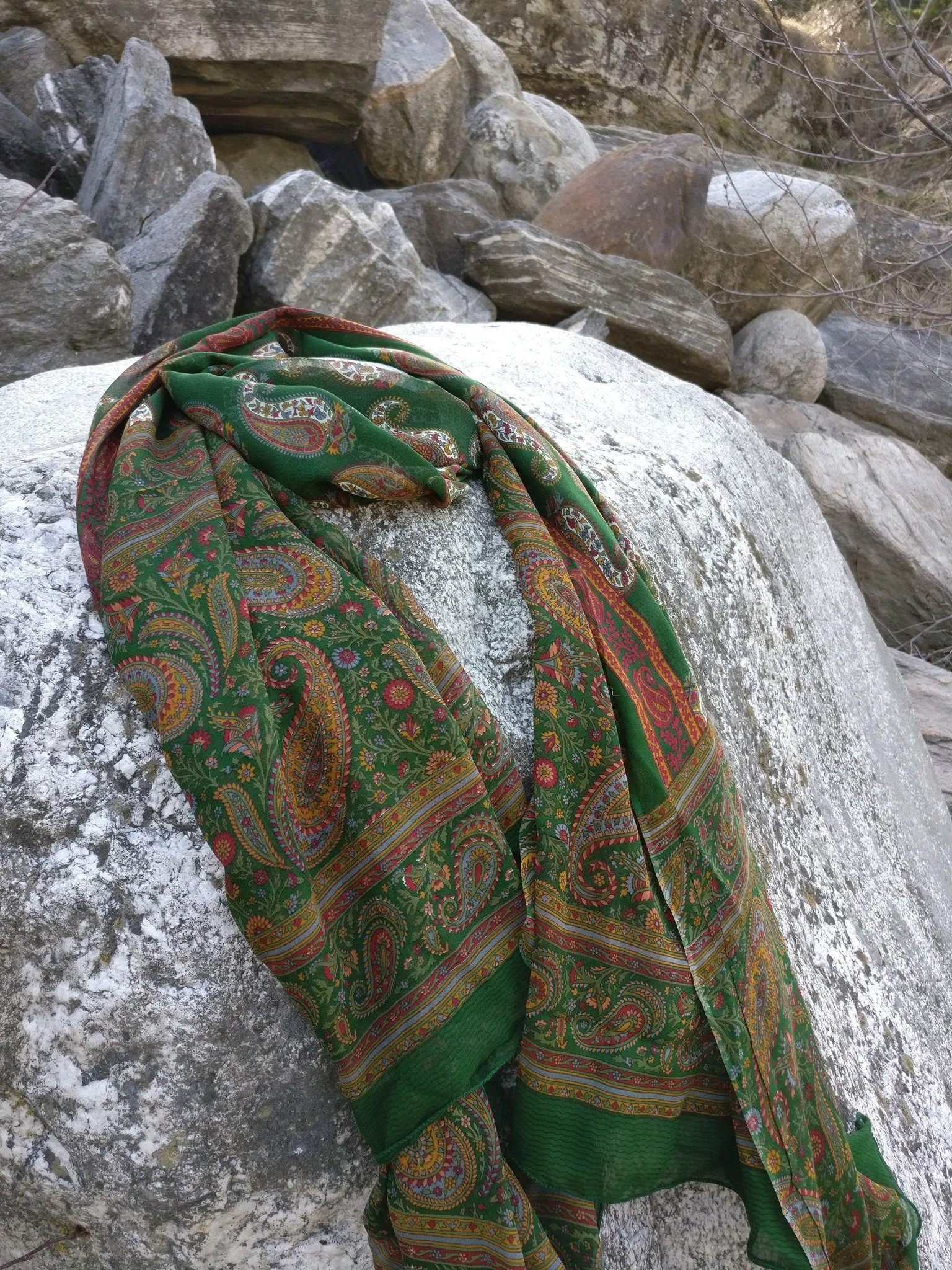 Indian Paisley Chiffon Silk Sarong Scarf