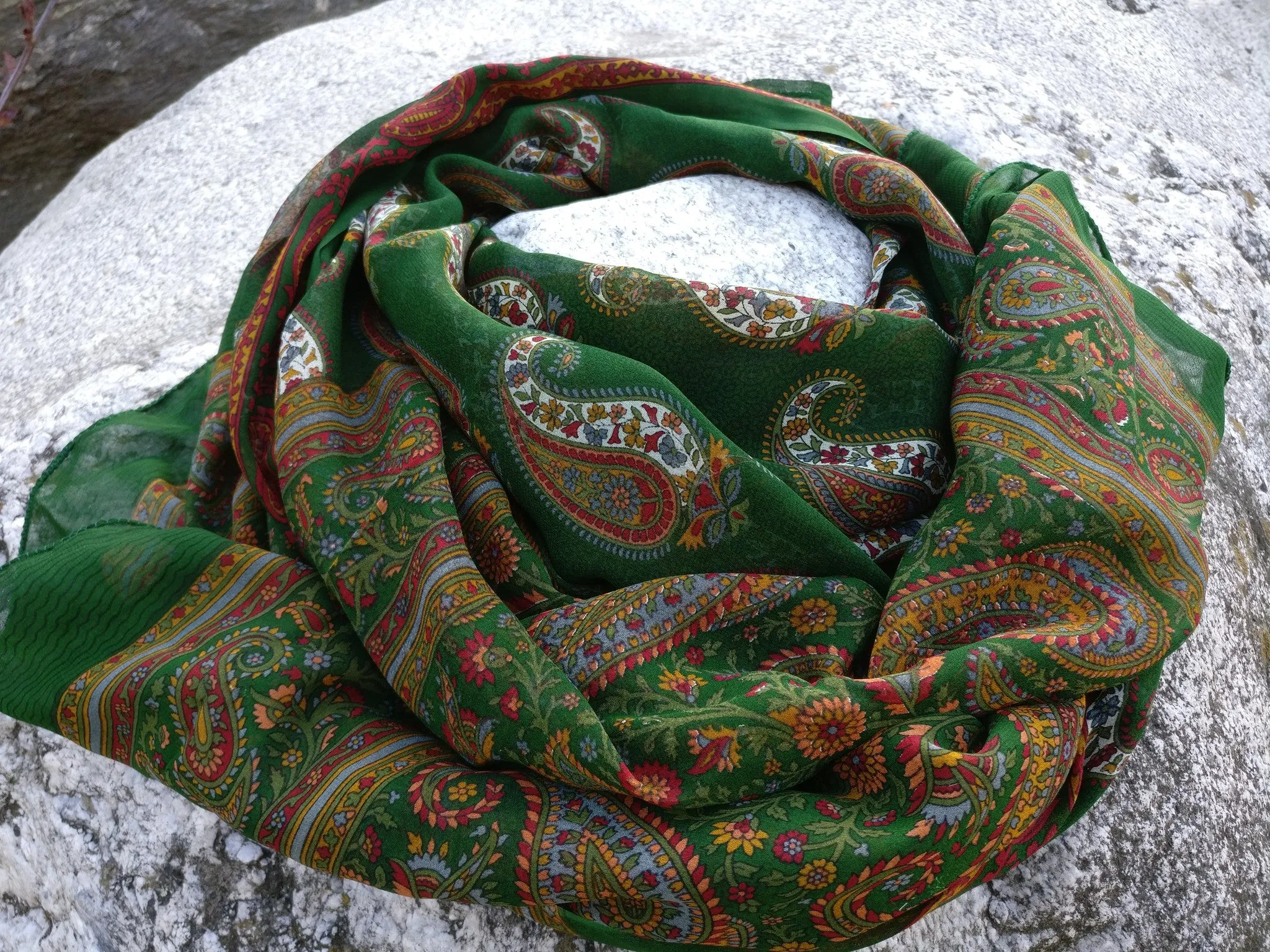 Indian Paisley Chiffon Silk Sarong Scarf