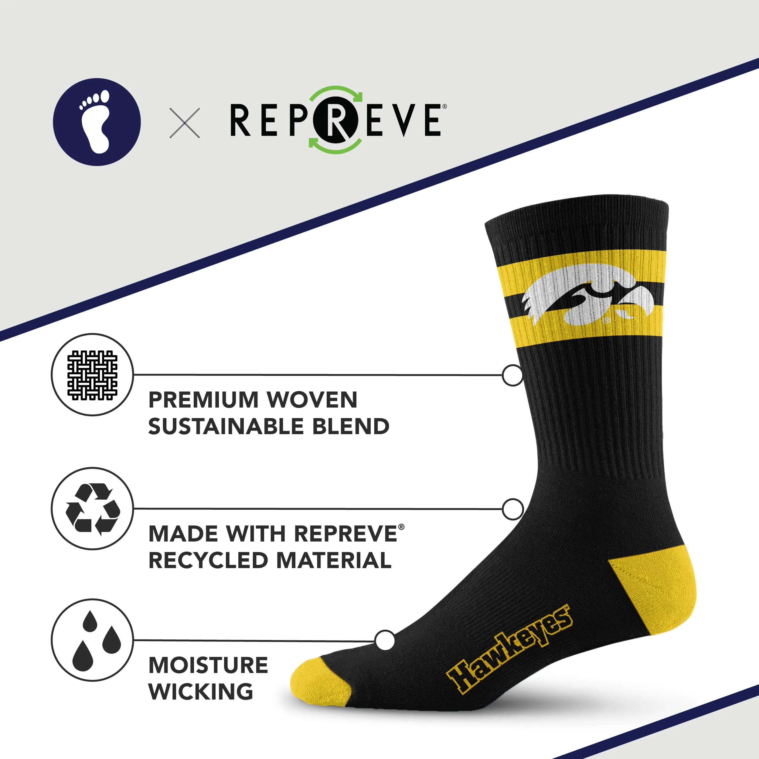 Iowa Hawkeyes Legend Premium Crew Socks