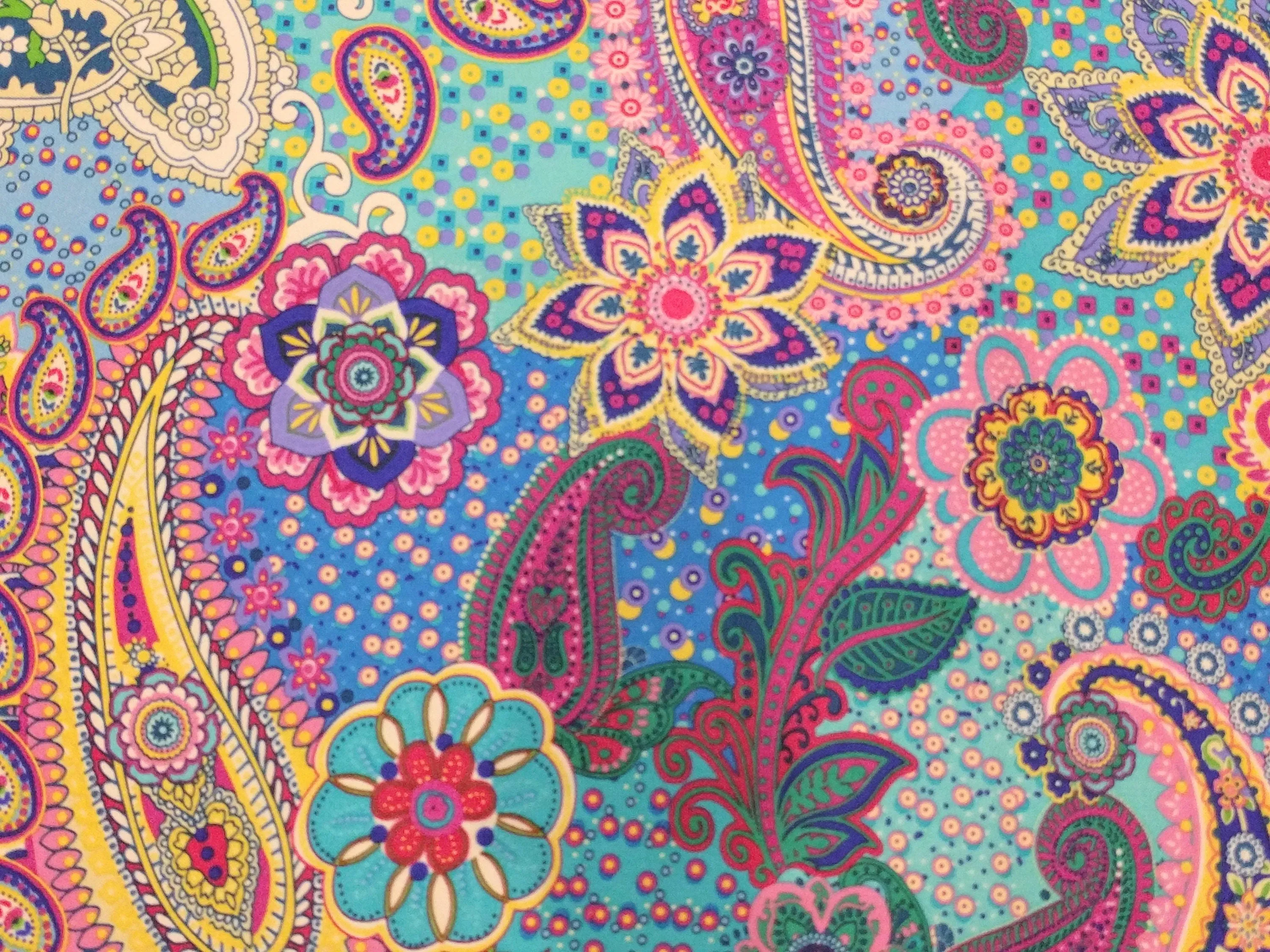 Italian Silk Scarf – Small Multicolored Como Silk Scarf, Made in Italy, Pink, Purple, Blue, 19.5" Square with Rolled Edges