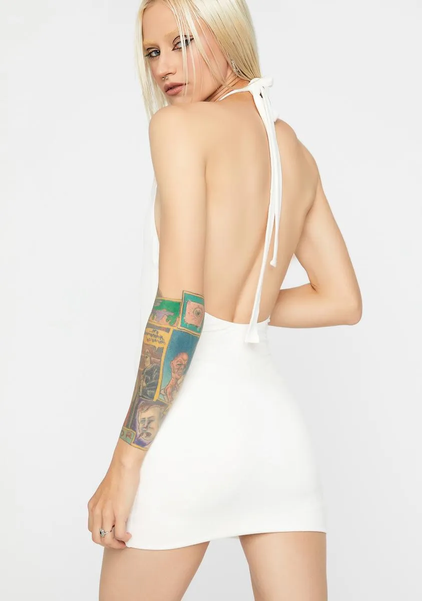 Ivory Bossy Side Halter Bodycon Dress