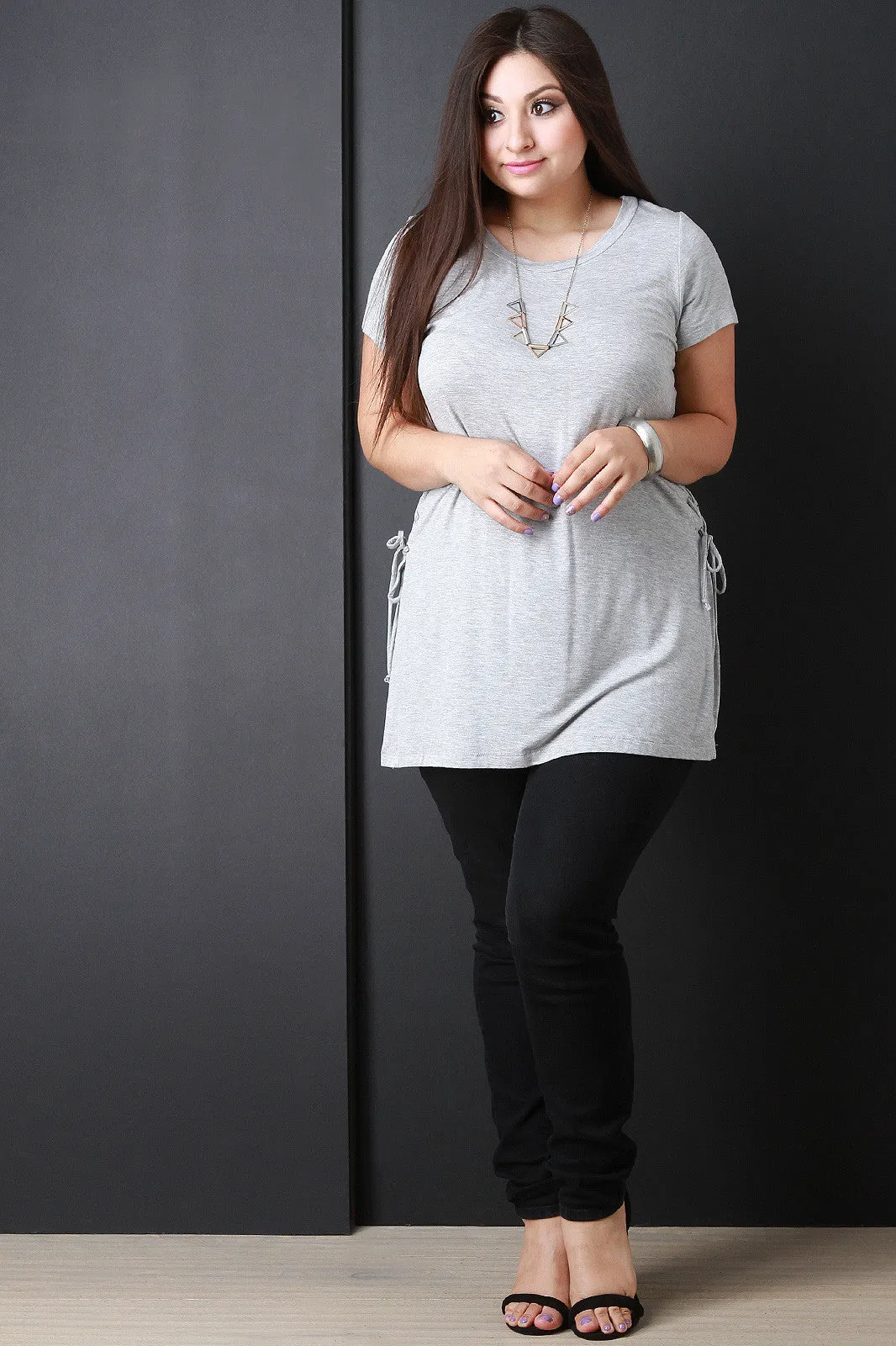 Jersey Knit Side Lace Up Top