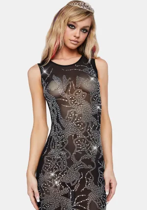 Jeweled Mesh Maxi Dress