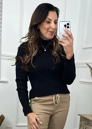 Judith Black Ribbed Knit Top