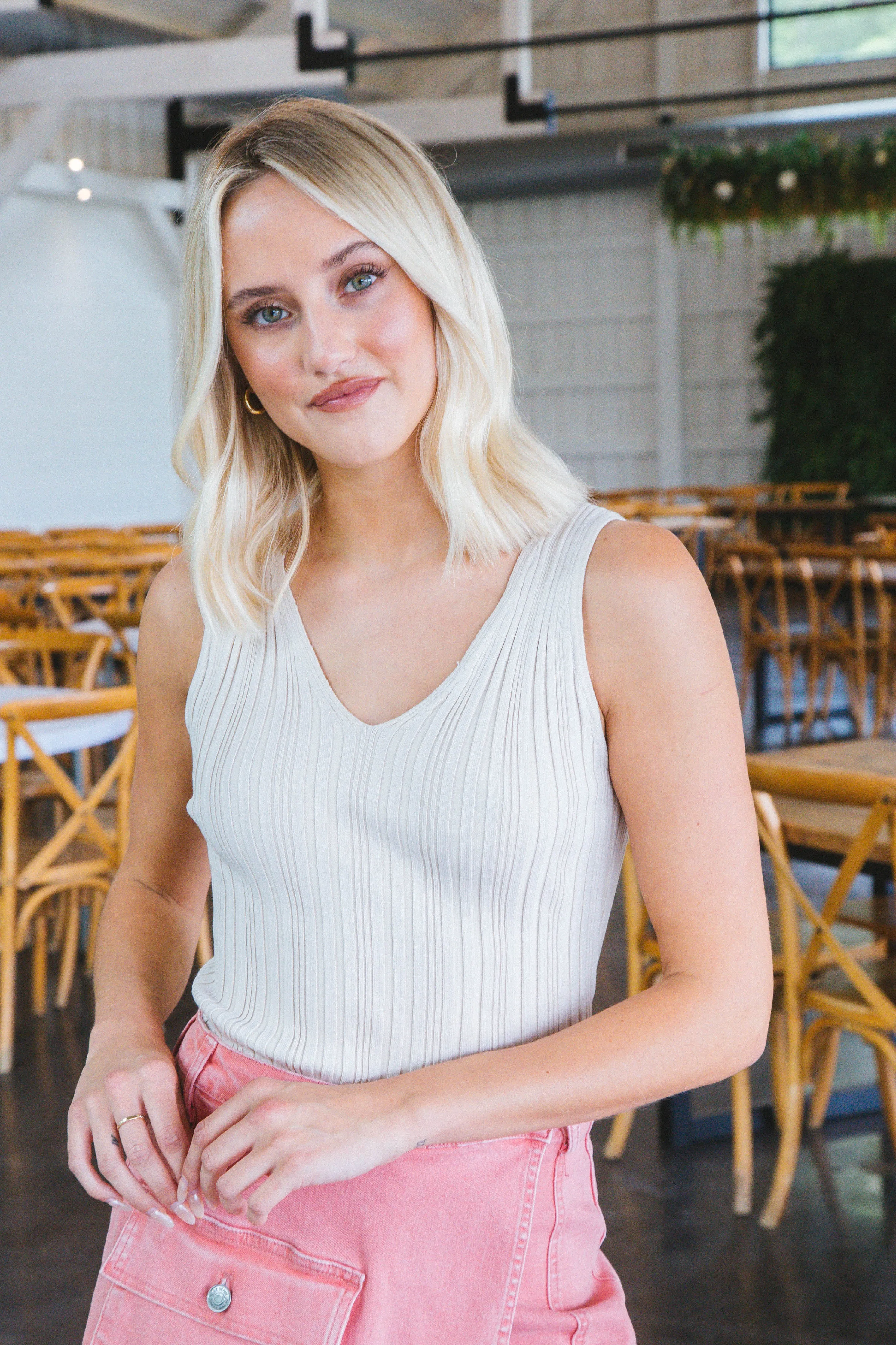June  Rib Knit Tank, Oatmeal