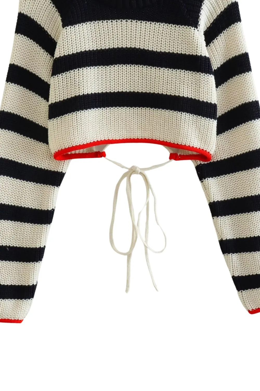 ‘Kamilla’ Striped Backless Knit Crop Top