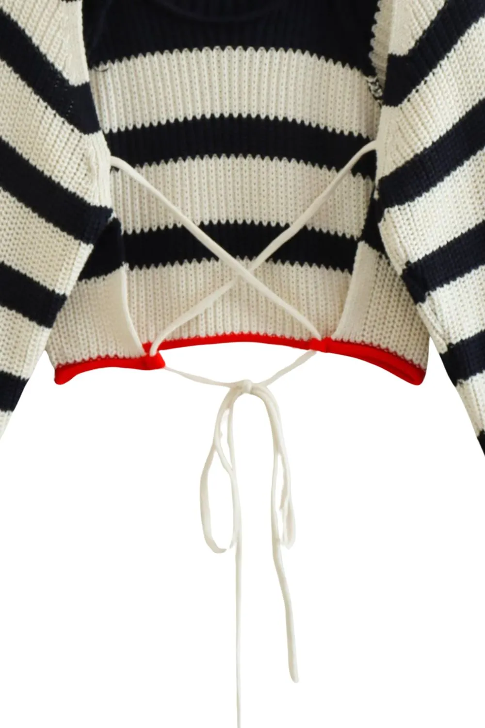 ‘Kamilla’ Striped Backless Knit Crop Top