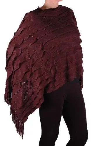 Kerry Studded Fringe Knitted Poncho