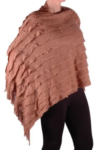 Kerry Studded Fringe Knitted Poncho