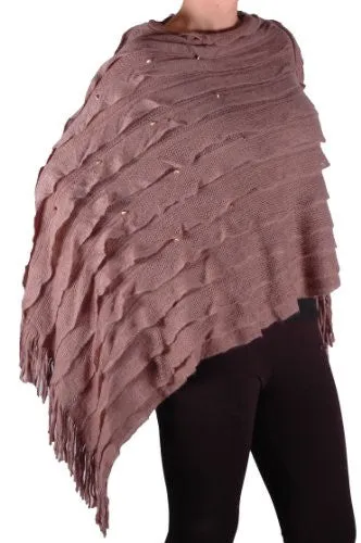 Kerry Studded Fringe Knitted Poncho