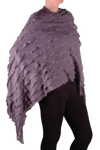 Kerry Studded Fringe Knitted Poncho