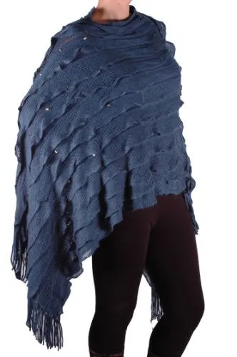 Kerry Studded Fringe Knitted Poncho