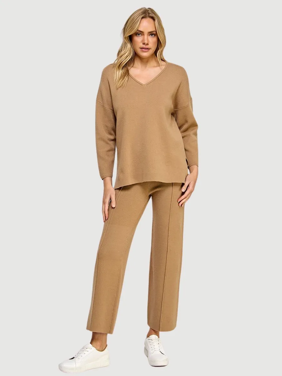 Khaki Vneck Knit Top