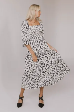 Kiran Floral Maxi Dress in Cream