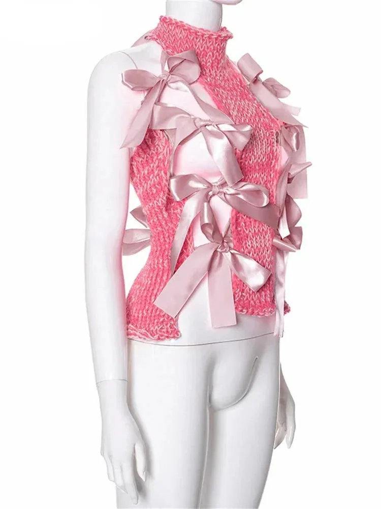 Knit Bow Cut Charming Out Tank Top