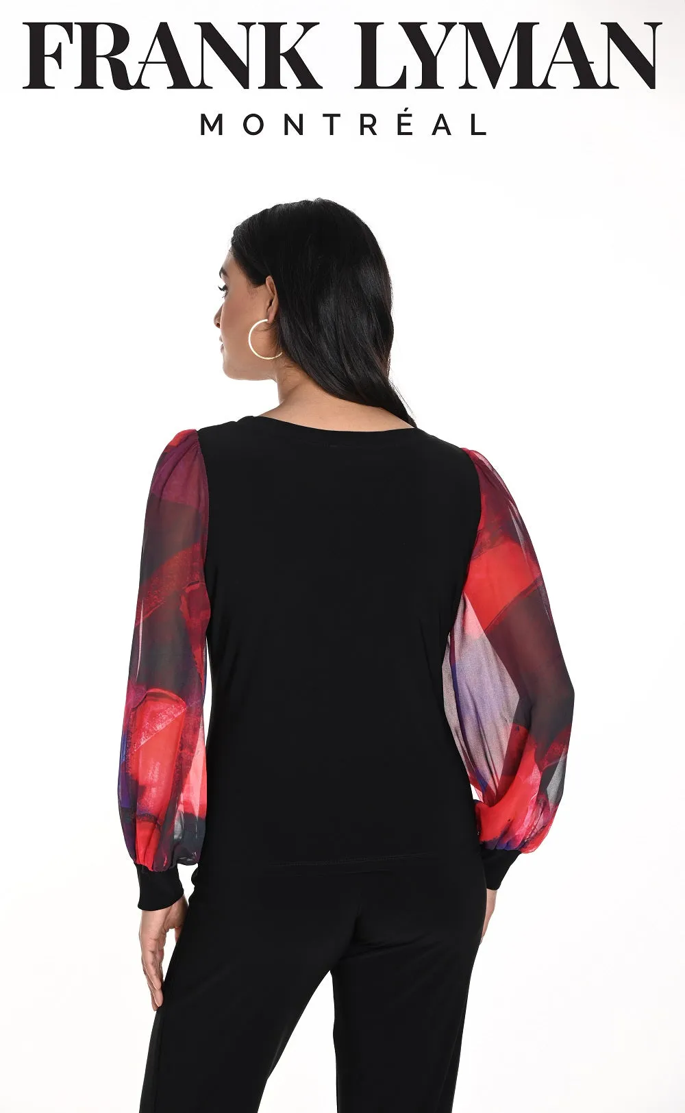 Knit Top with chiffon balloon sleeve