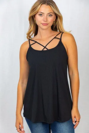 Knit Top With Criss Cross Front Detail