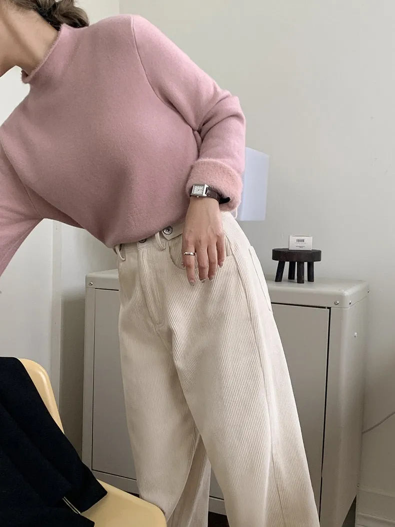 [Korean Style] Cozy Cozy 4 Solid Color Fleece Lined Mock Neck Knit Top