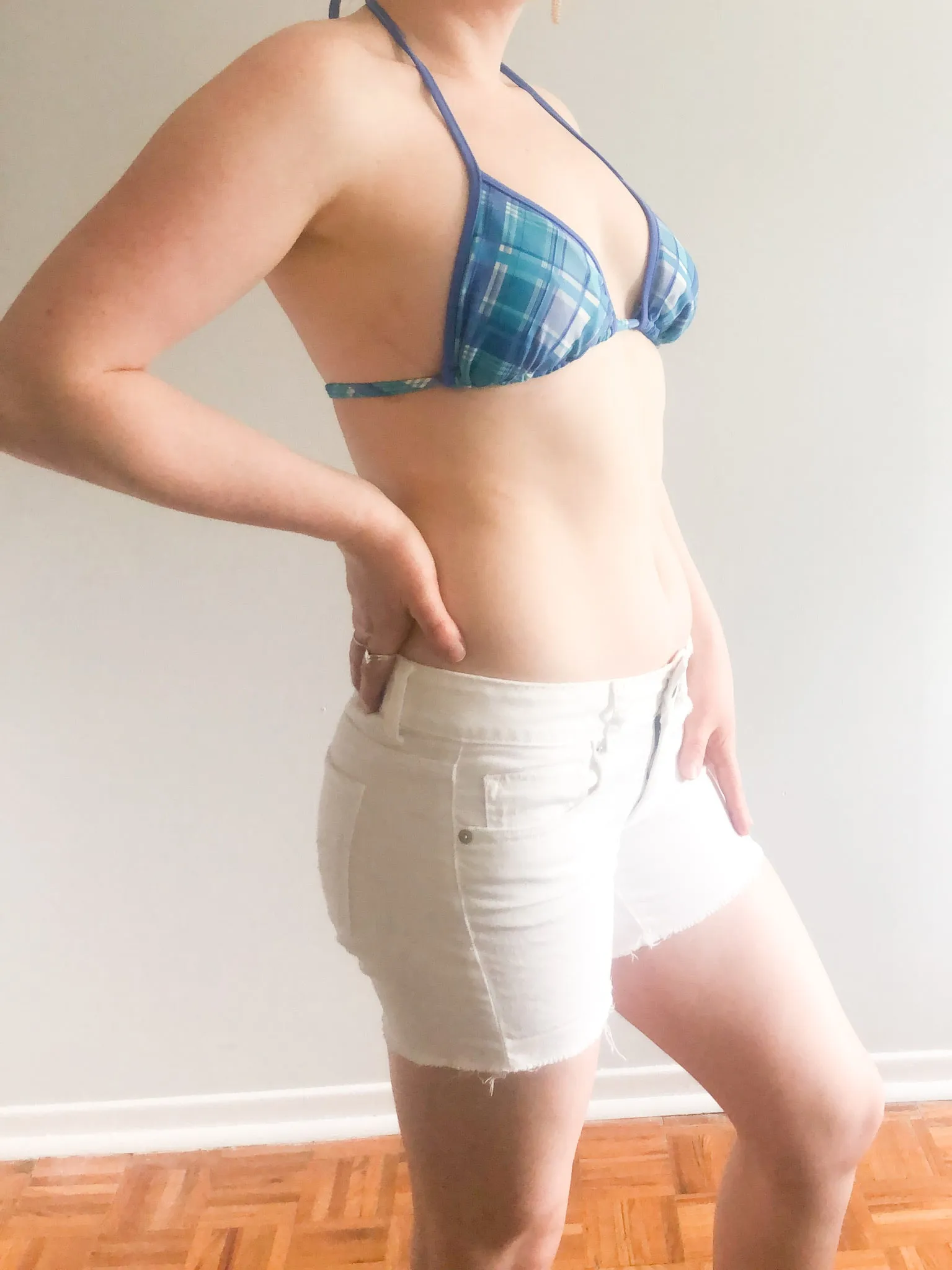 Krista Blue Plaid Bikini Top - M/L