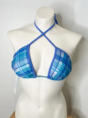 Krista Blue Plaid Bikini Top - M/L