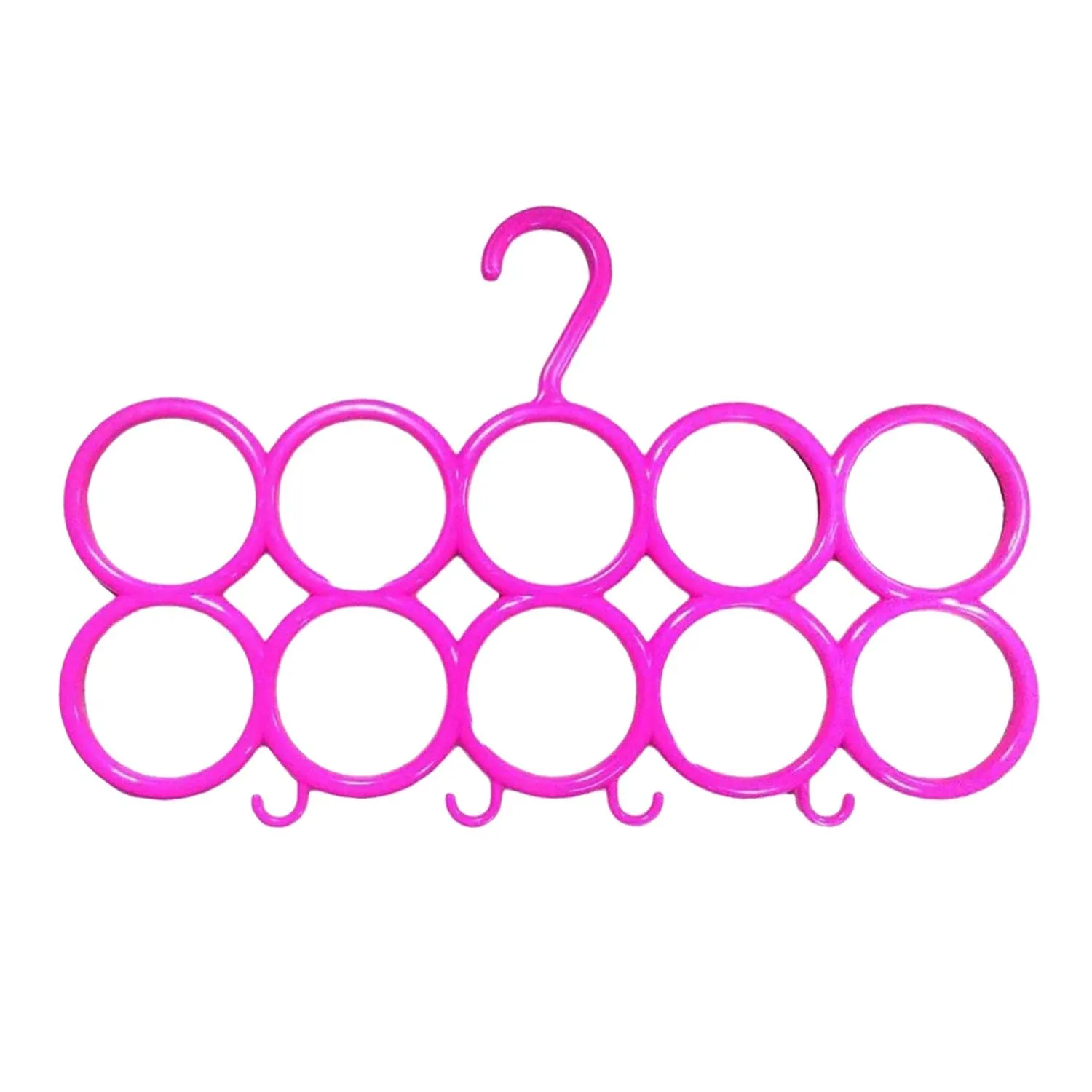Kuber Industries 10-Circle Plastic Ring Hanger for Scarf, Shawl, Tie, Belt, Closet Accessory Wardrobe Organizer (Multicolour) - CTKTC030738