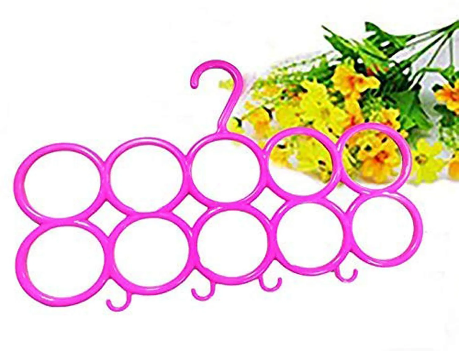 Kuber Industries 10-Circle Plastic Ring Hanger for Scarf, Shawl, Tie, Belt, Closet Accessory Wardrobe Organizer (Multicolour) - CTKTC030738