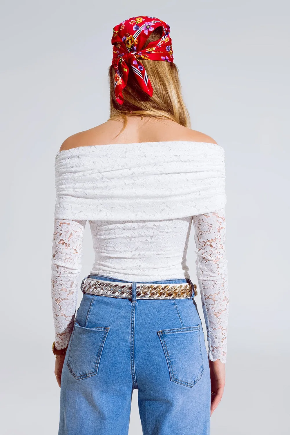 Lace Bodycon Top - White