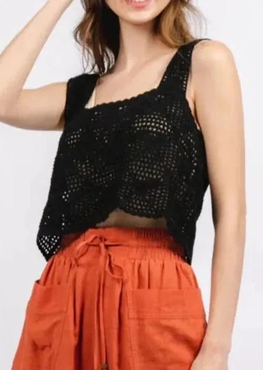 Lace Crochet Crop Knit Top