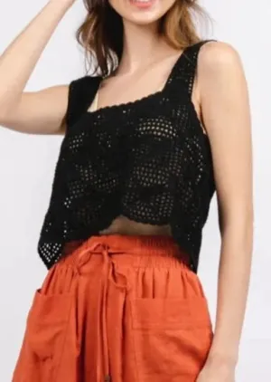 Lace Crochet Crop Knit Top
