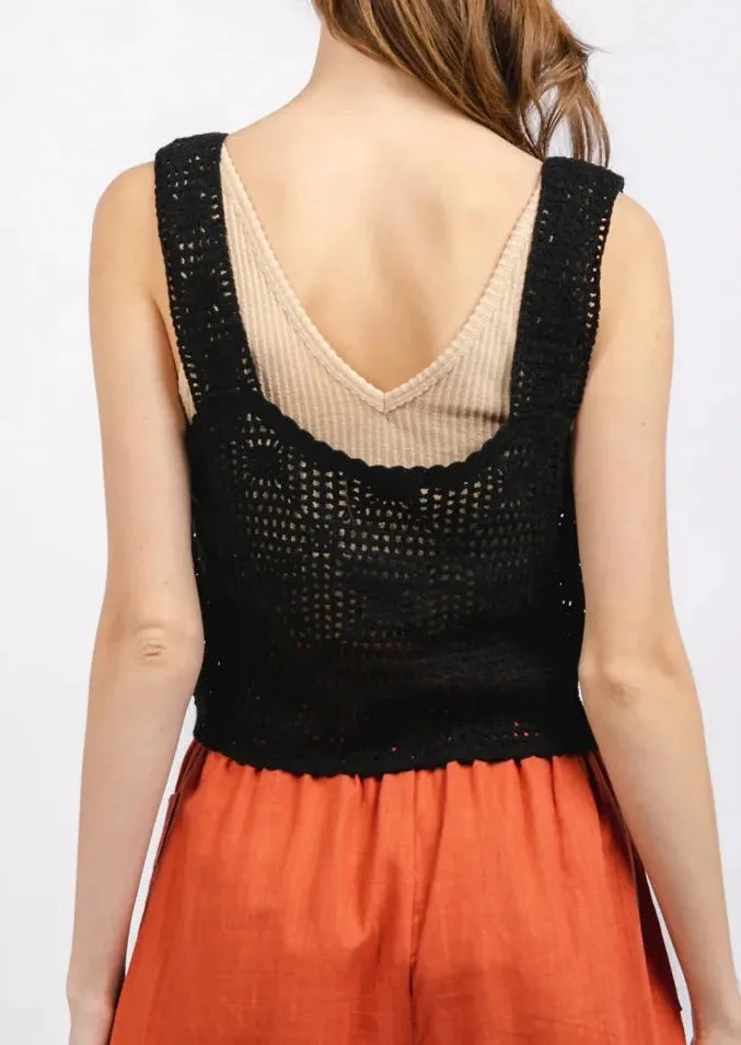 Lace Crochet Crop Knit Top