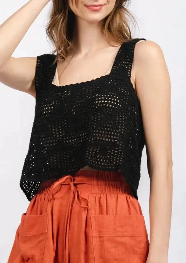 Lace Crochet Crop Knit Top