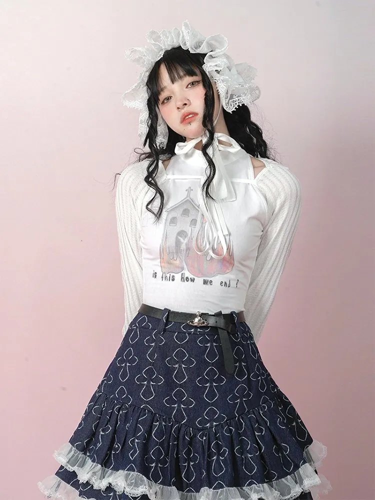 Lace Knit Sunscreen Short Top【s0000001128】