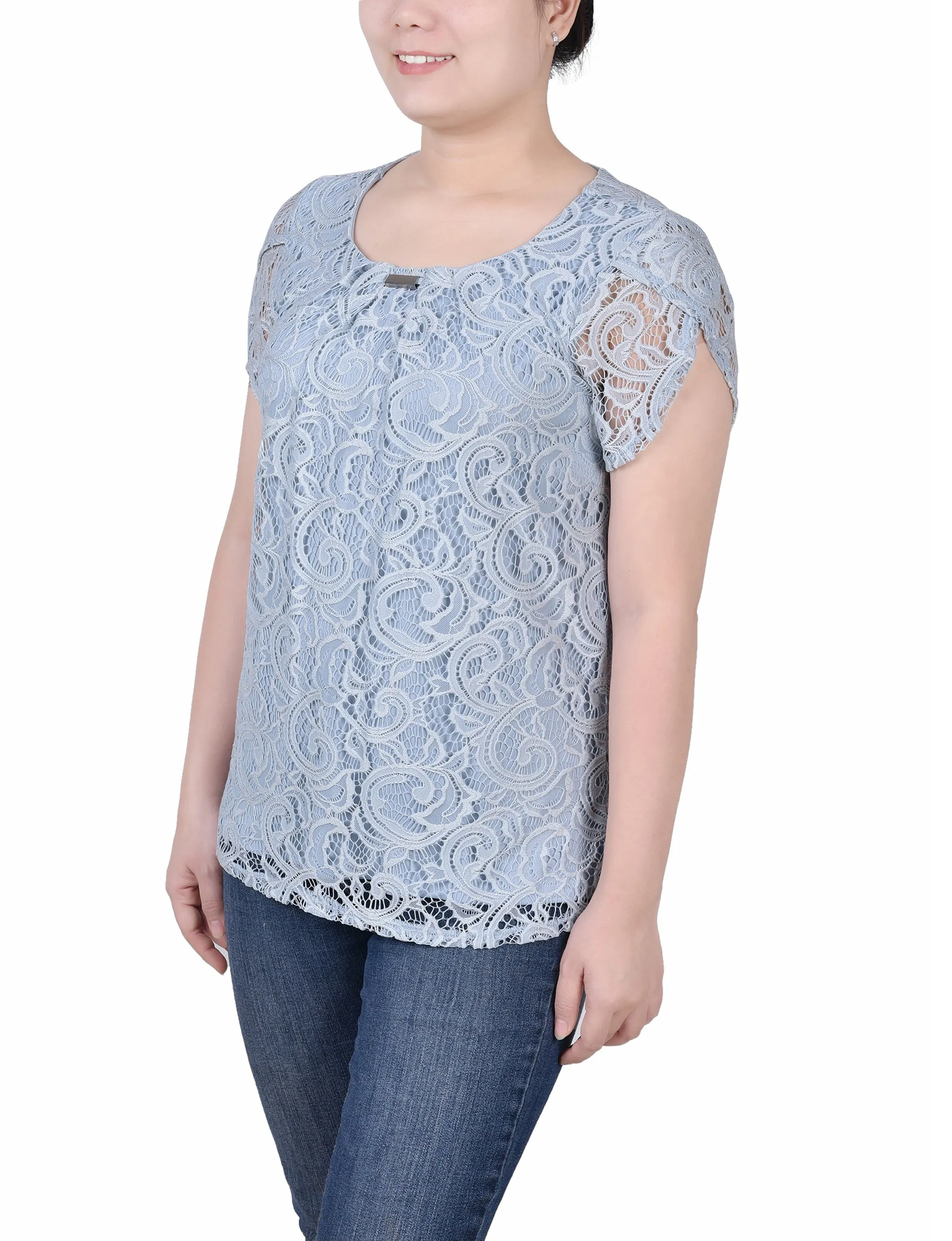 Lace Petal Sleeve Top