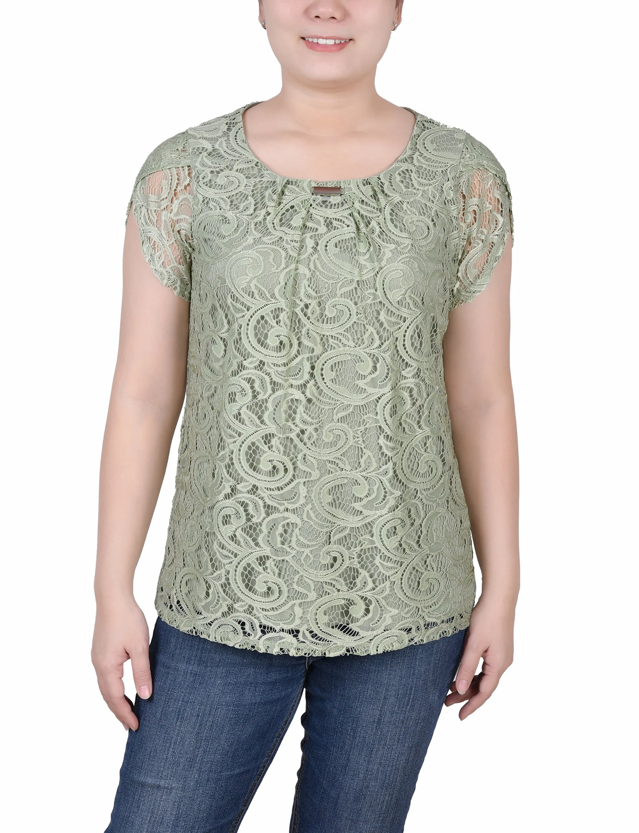 Lace Petal Sleeve Top