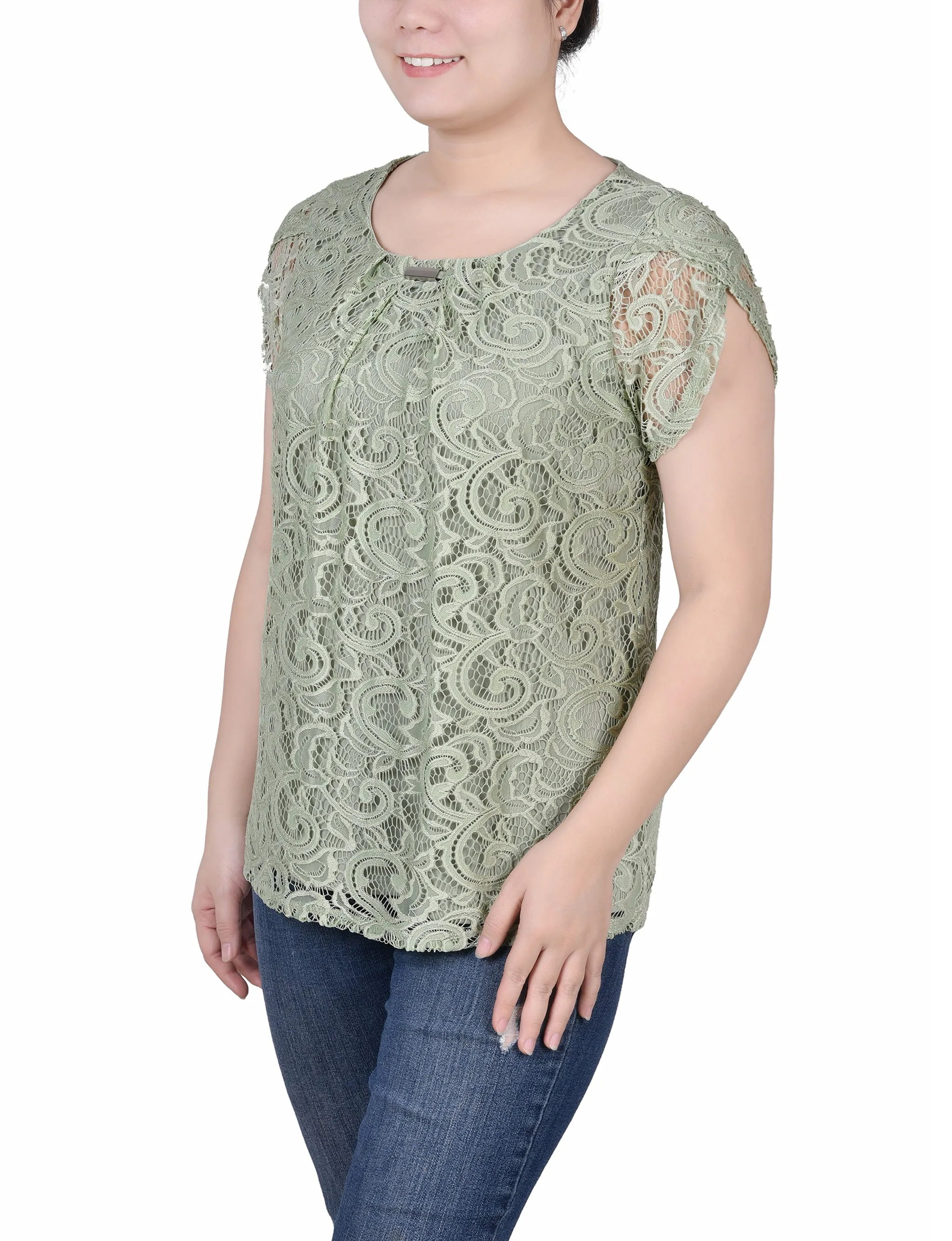 Lace Petal Sleeve Top