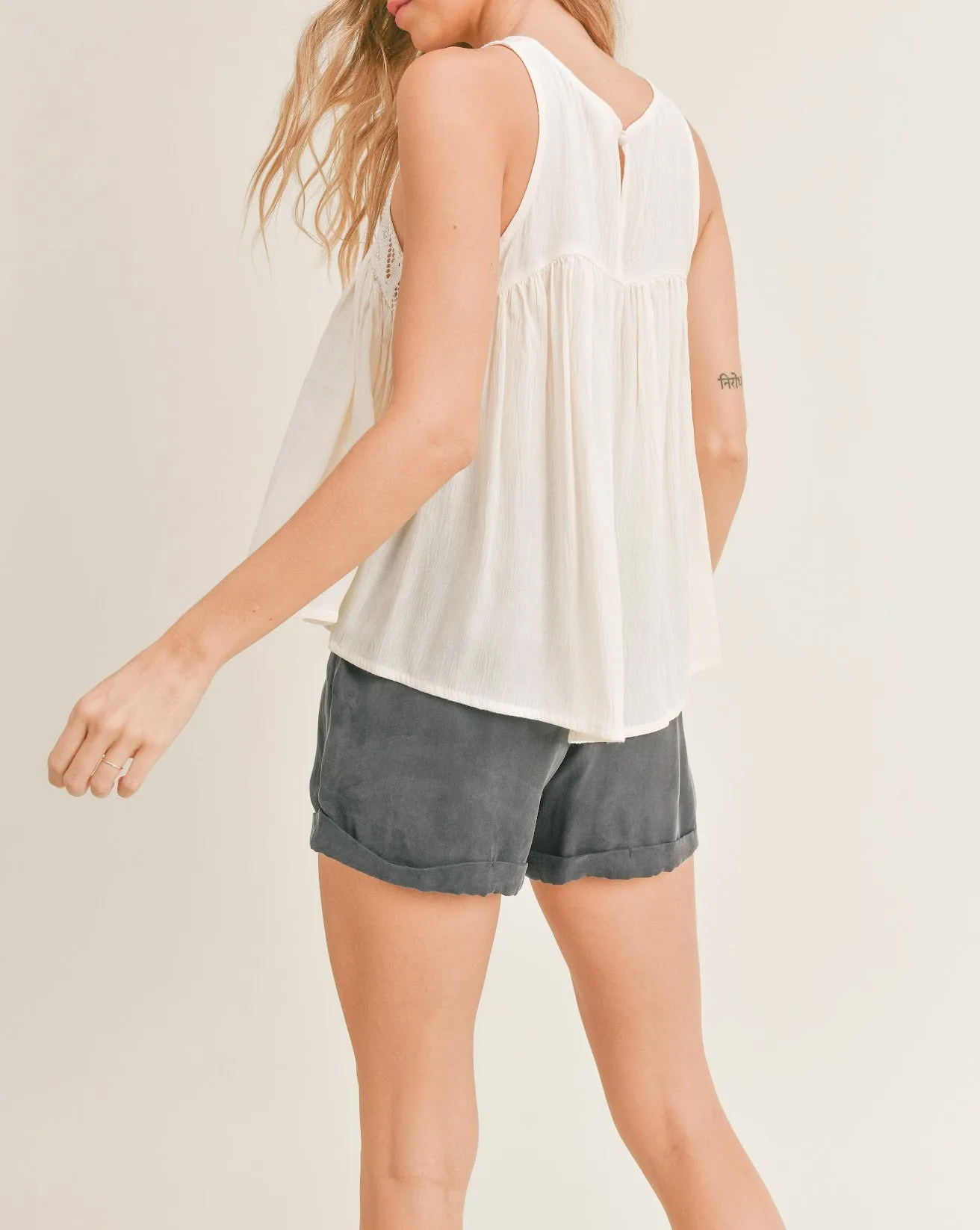 Lace Tank Top - Cream