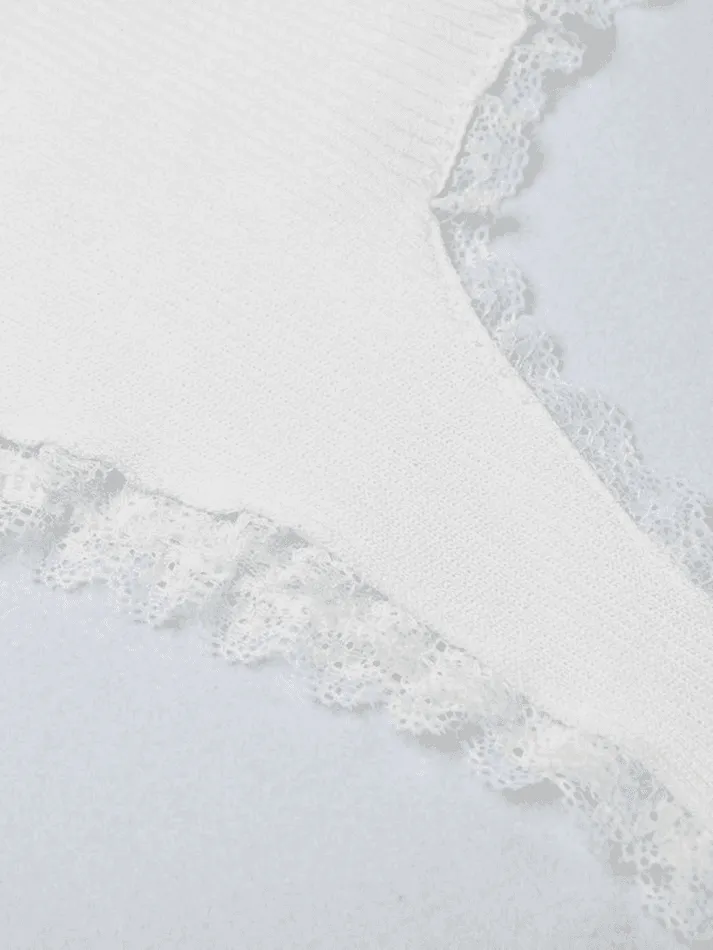 Lace Trim Crop Knit Tank Top