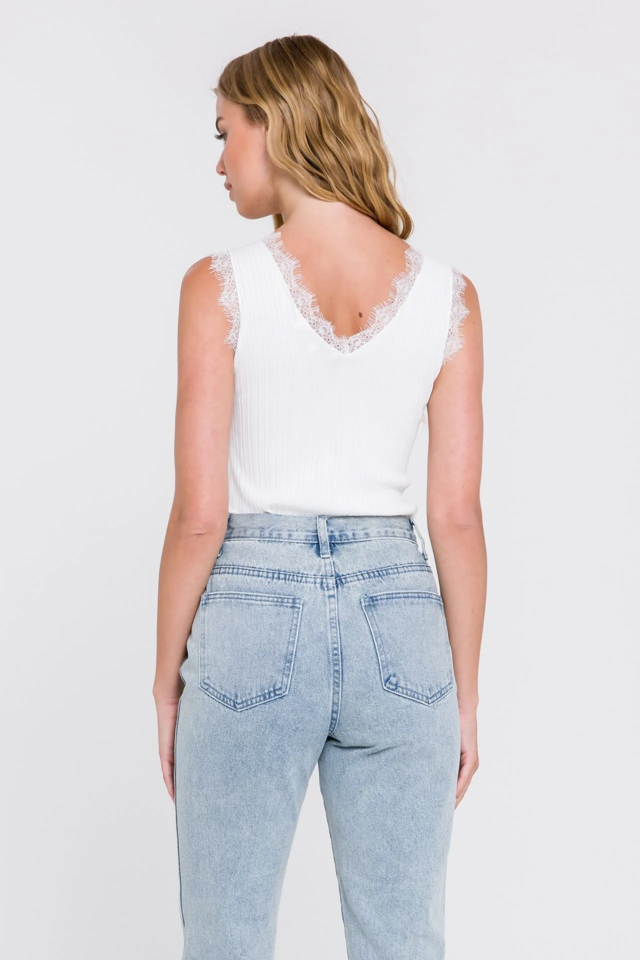 Lace Trim Knit Top