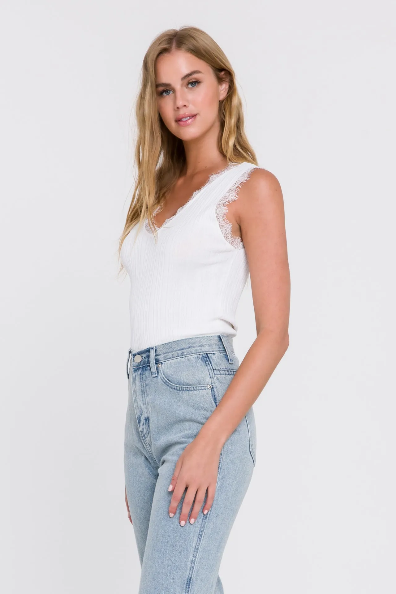 Lace Trim Knit Top