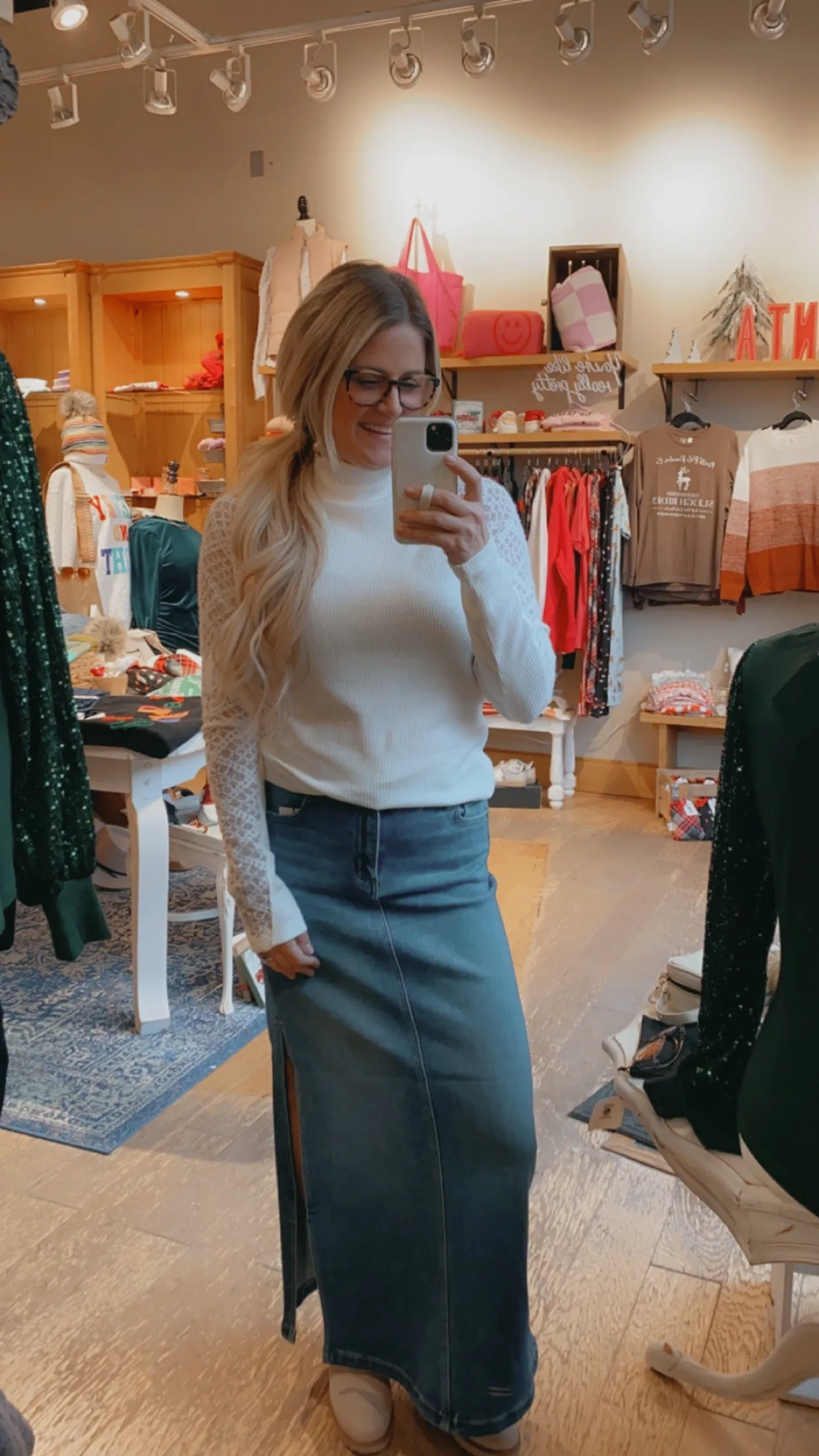 Lacy Long Sleeve Mock Neck