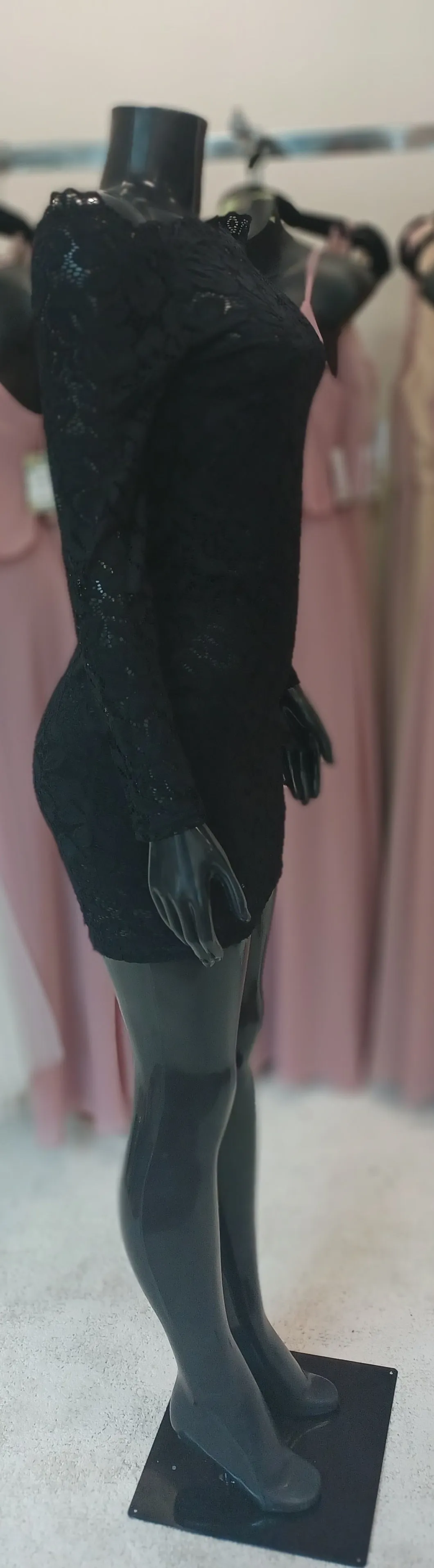 LBD006-  3/4 Sleeve Lace Midi Shift Dress