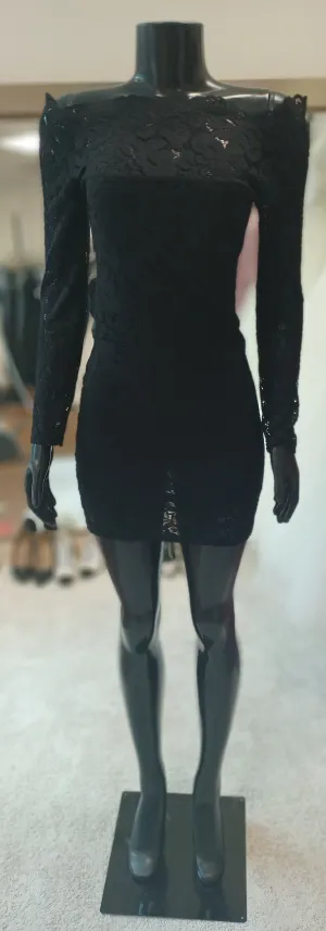 LBD006-  3/4 Sleeve Lace Midi Shift Dress