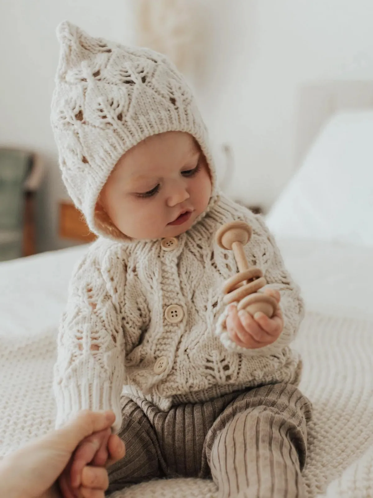 Leaf Lace Bonnet, Natural